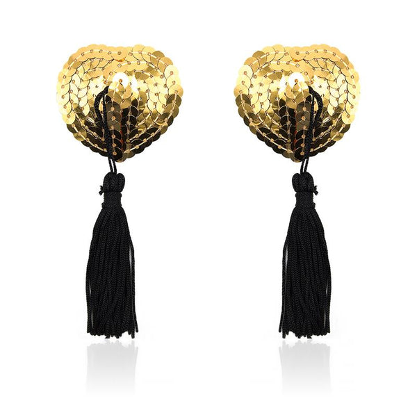 Pezonera de Corazon con Lentejuelas Doradas