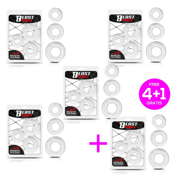 Pack 41 Set 3 Anillos para el Pene Flexibles Transparente