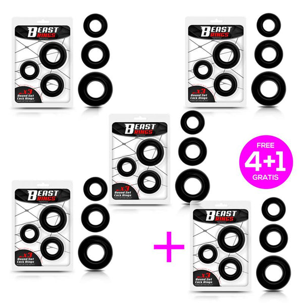 Pack 41 Set 3 Anillo para el Pene Flexibles Negro