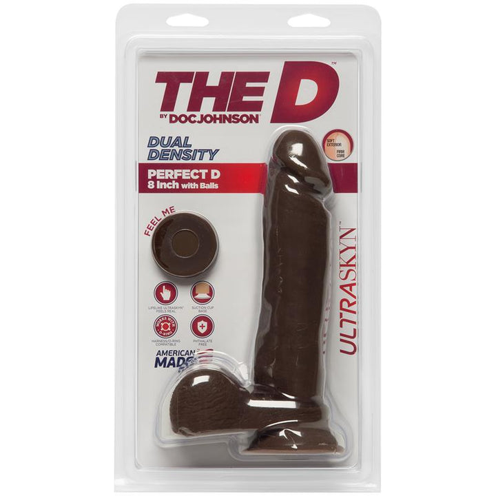 Dildo Dual Densisty Perfect D con Testiculos 8 Chocolate