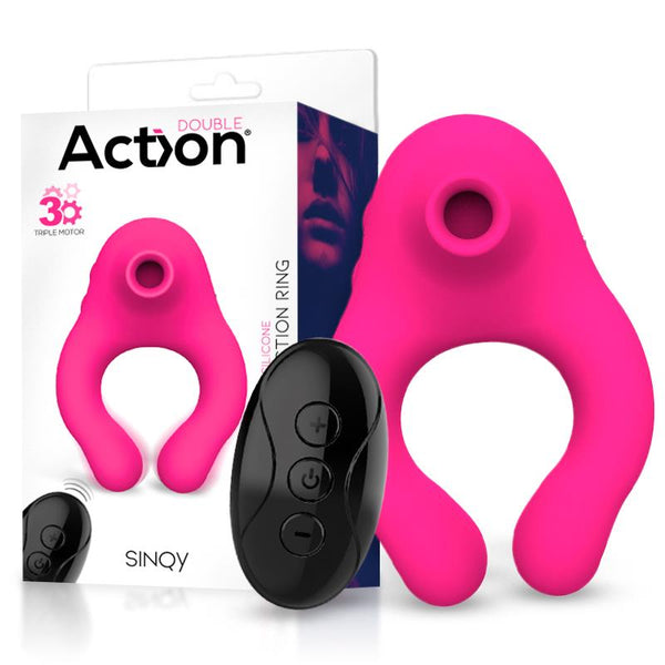 Sinqy Anillo Vibrador con Succionador de Clitoris 3 Motores con Control Remoto USB Magnetico