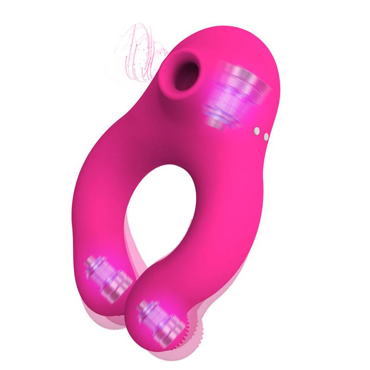 Sinqy Anillo Vibrador con Succionador de Clitoris 3 Motores con Control Remoto USB Magnetico