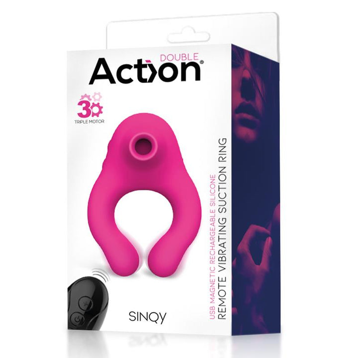 Sinqy Anillo Vibrador con Succionador de Clitoris 3 Motores con Control Remoto USB Magnetico