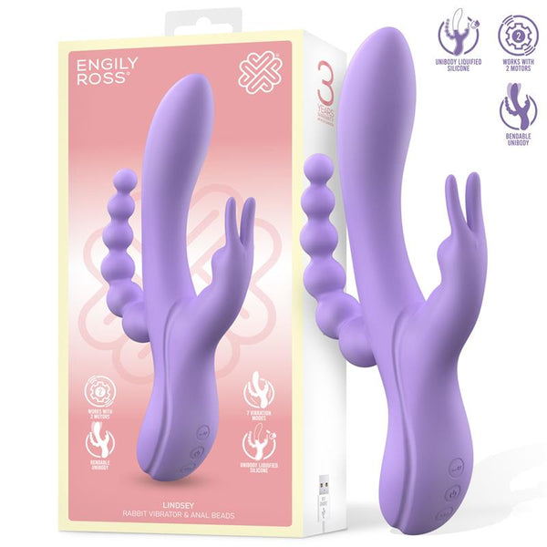 Lindsay Vibrador con Cadena Anal Silicona Liquida Unibody Flexible 2 Motores