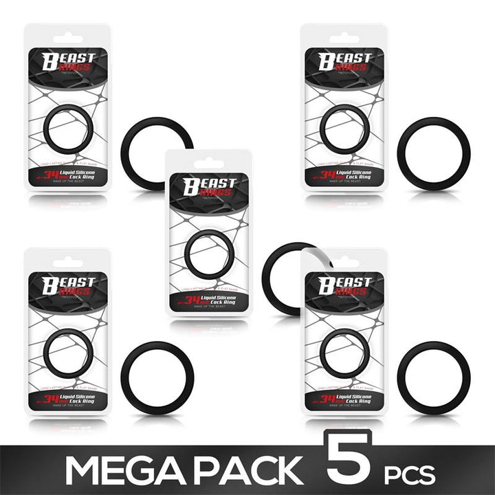 Pack de 5 Anillo Pene Silicona Liquida 34 cm