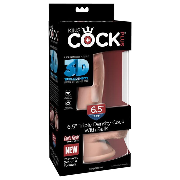 3D Dildo Triple Densidad con Testiculos Plus 65 Natural