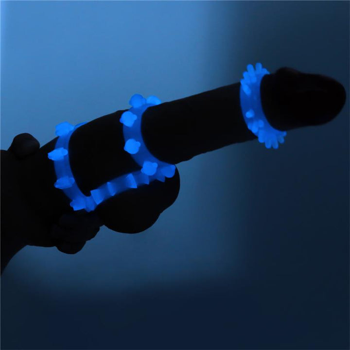 Lumino Play Set 4 Anillo para el Pene Luz Azul