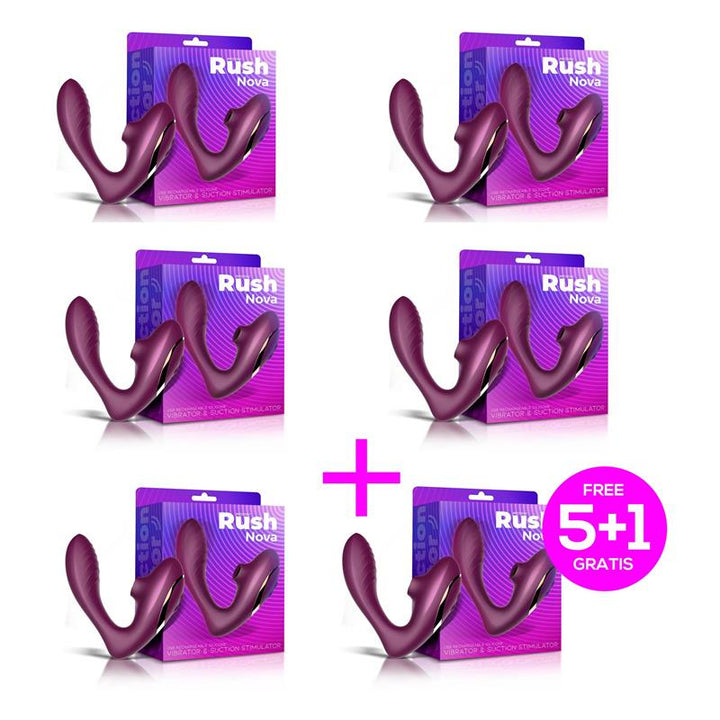 Pack 51 Rush Nova Vibrador y Succionador de Clitoris 2 Motores Independietnes USB